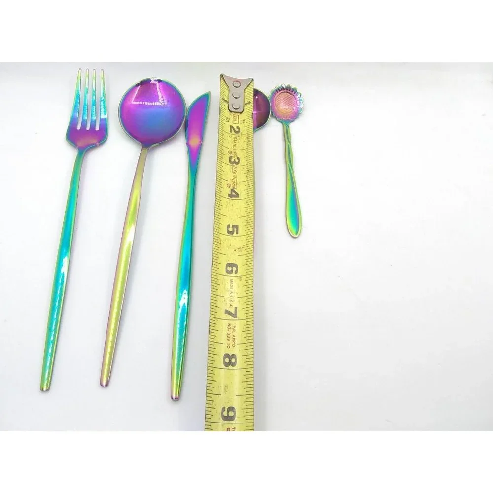 Iridescent Rainbow Stainless Steel Dinnerware Set - Multicolor
